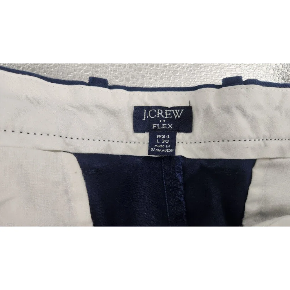 J.CREW Mens 34X30 Navy‎ Blue Flex Straight Chino Cotton Pants